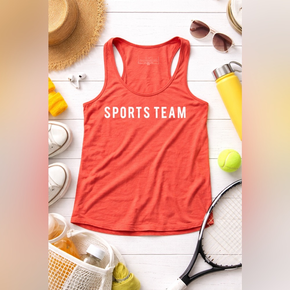 RIOT Sports Team Graphic Racerback Tank Top Orange | Size M